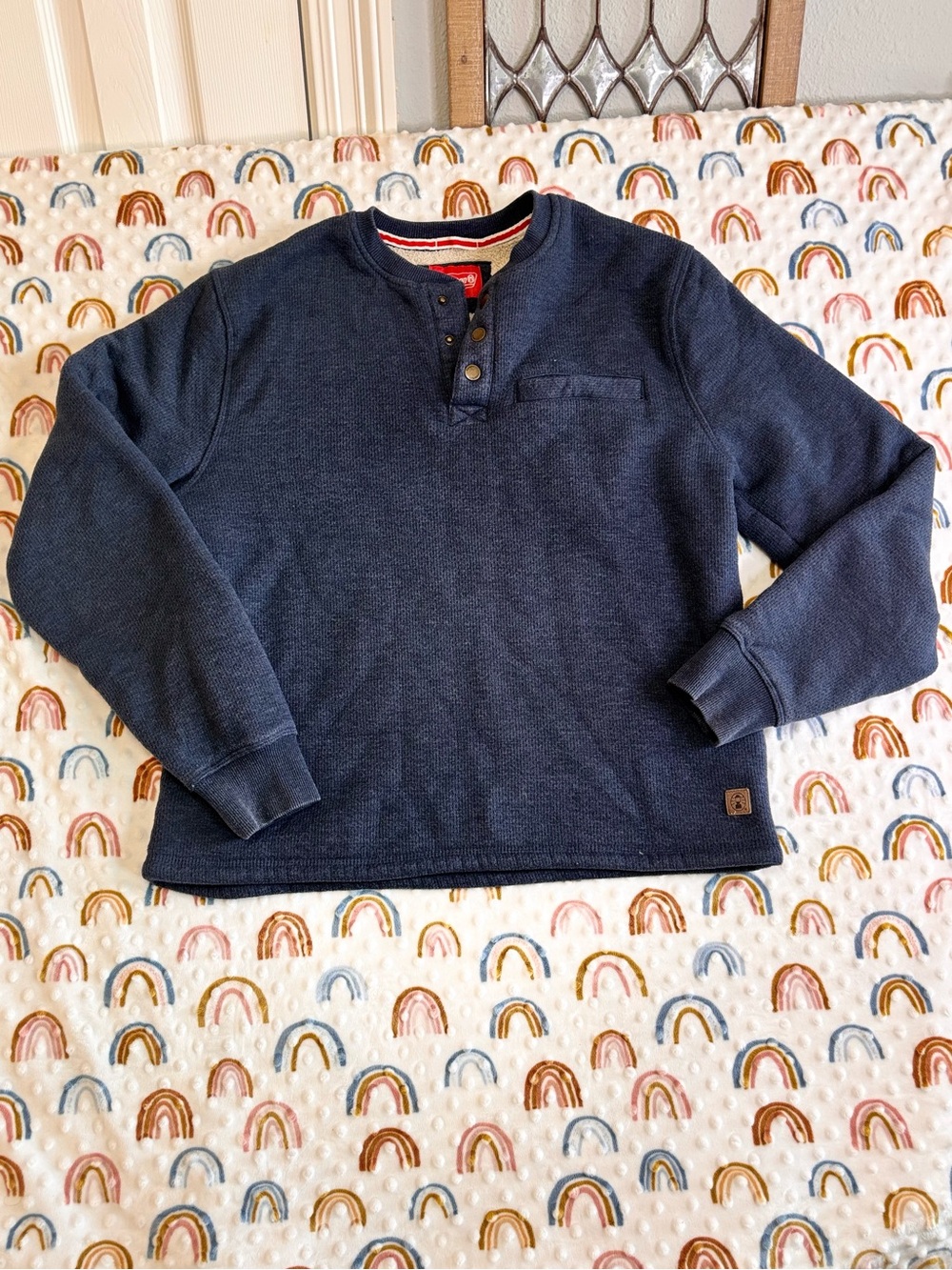 Coleman Navy Crewneck Henley Pullover Sweater